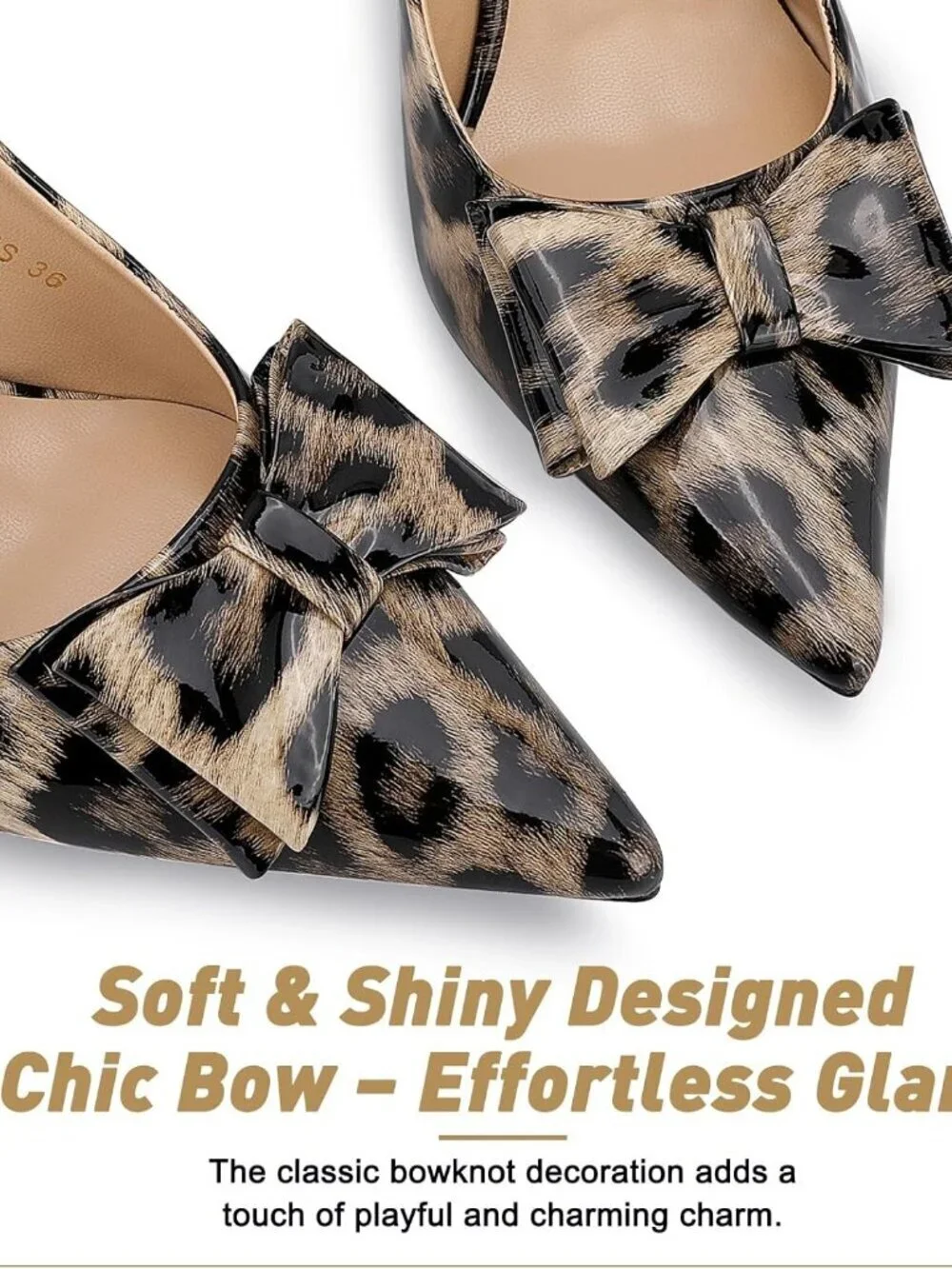 Women's Leopard Print Pointed Toe Slingback Kitten Heels Sandal Buckle Strap